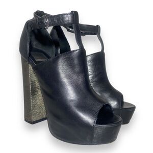Dolce Vita Women's Black Platform High Heels Open Toe Size 7.5 M Genuine Leather